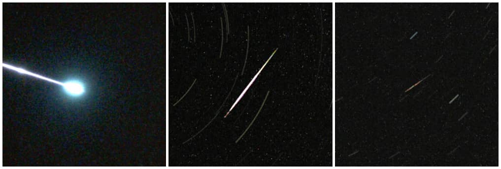 Photo of small, medium and fireball meteors