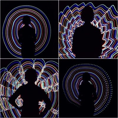 Light Painting Selfies by Alison Grant. Settings: Light Trails mode